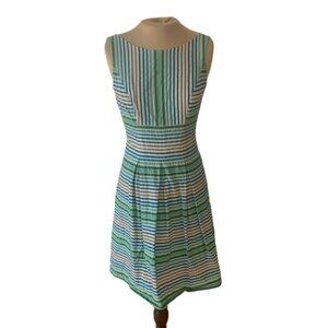 Nine West Coastal Green Stripe Cotton Dress